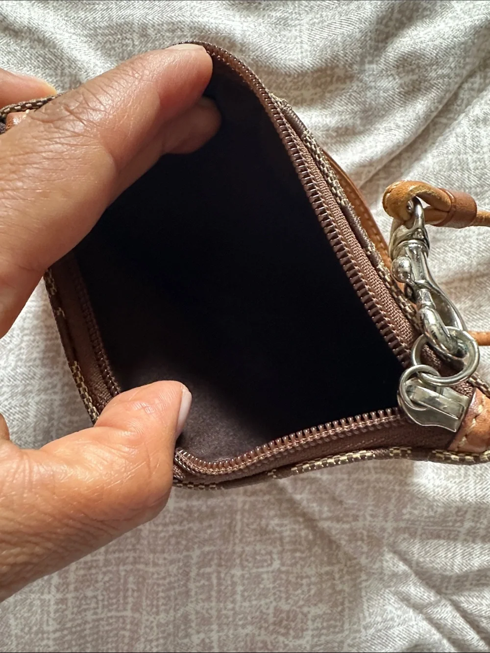 Coach Brown/Tan Signature Canvas Wristlet